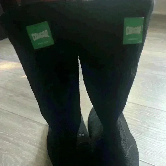 Cougar Marni Insulated Black Mid Calf Suede Zip Up Chunky Heel Boots Size 9M - Picture 3 of 7